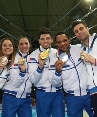 Le medaglie azzurre (foto Colombo/FIDAL)