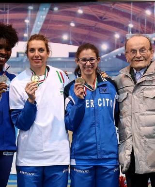 Audrey Allow e Irene Siracusa alla premiazione degli italiani indoor 2016 (foto Fidal Colombo/Fidal)