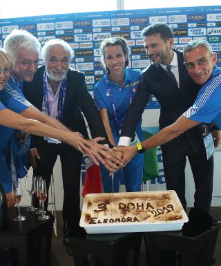 Eleonora Giorgi festeggiata a Casa Atletica Italiana (foto Colombo/FIDAL)