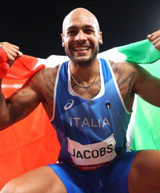 La gioia di Marcell Jacobs per l'oro olimpico (foto Colombo/FIDAL)