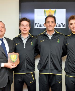 Pierfrancesco Pavoni, Filippo Tortu, Fabrizio Donato e Filippo Randazzo (foto Fiamme Gialle)