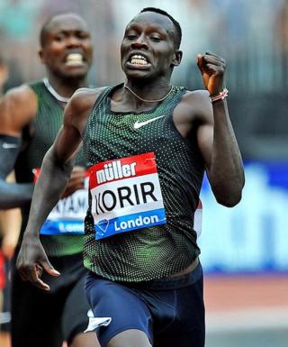 Emmanuel Korir in azione a Londra (foto IAAF Diamond League)