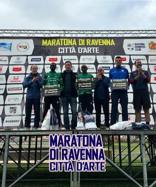 Il podio maschile della Half Marathon a Ravenna