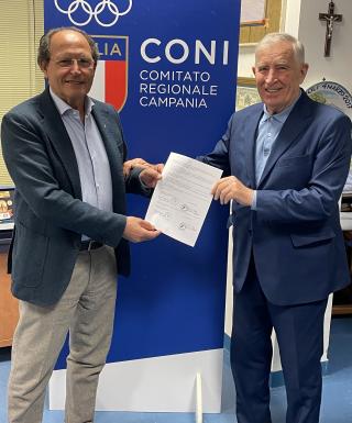 Il Presidente della FIDAL Campania Bruno Fabozzi ed il Presidente regionale del CONI Sergio Roncelli