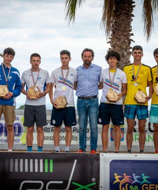 Il podio u20 maschile con Pod. Valle Varaita (foto Gulberti/Grana)