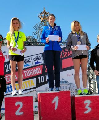 Il podio femminile della 10km (foto Atl. Saluzzo)