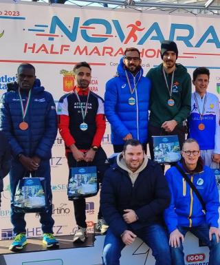 Il podio maschile della Novara Half Marathon
