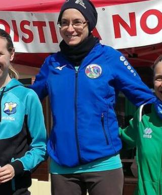 Il podio femminile di None con Sarah Aimee L'Epee vincitrice anche a Novi Ligure (foto SportAsti)