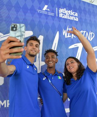 Il selfie Dallavalle, Crippa, Fantini (foto Grana/FIDAL)